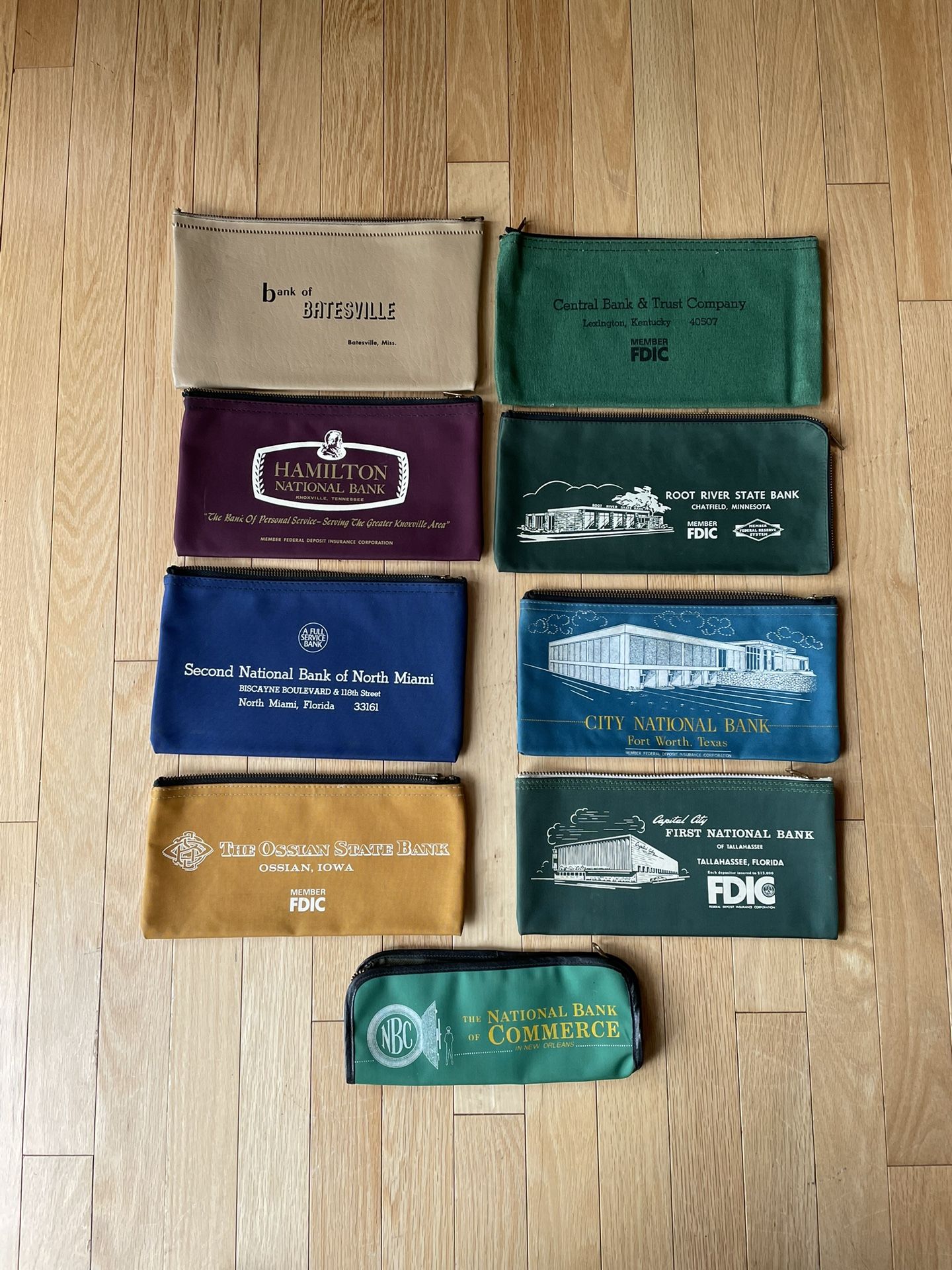 Vintage 70’s Custom Bank/Deposit Bags (9) For Collector.