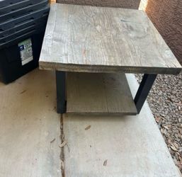 Rustic Wood and Metal End Table