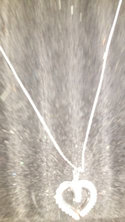 .925 chain necklace with heart cz diamonds