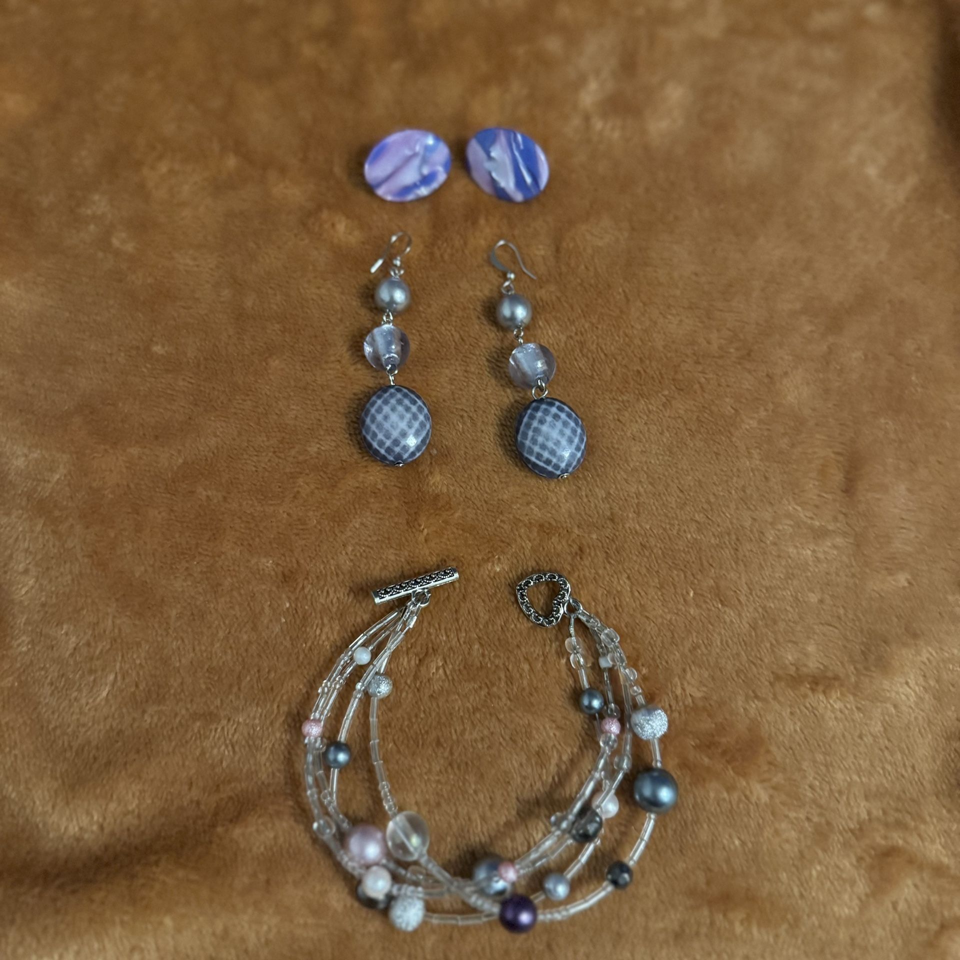 3 Piece Earrings And Bracelet