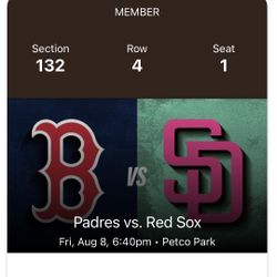 Padres vs Red Sox Friday 8/8 Tickets