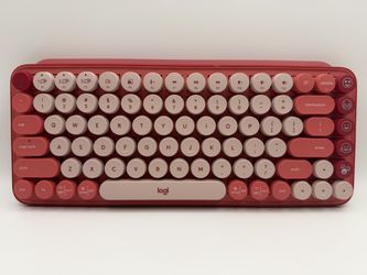 Logitech POP Keys Wireless Mechanical Emoji Keyboard, Heartbreaker, English Pink