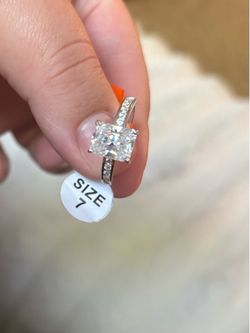 Sterling silver 3 Ctw radiant cut moissanite ring