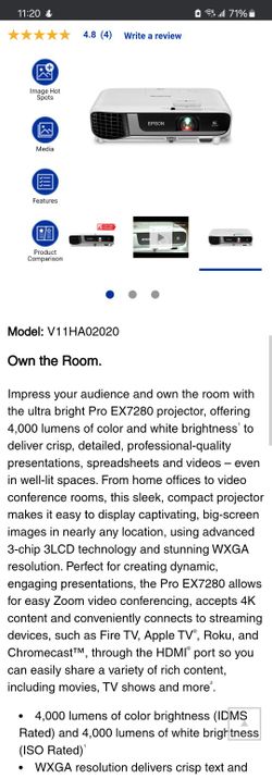 PRO EX7280 SMB PROJECTOR 4000lm