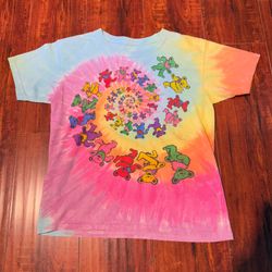 Grateful Dead Dancing Bears Tie Dye T-Shirt Ladies XSmall Preowned Read Info Blw