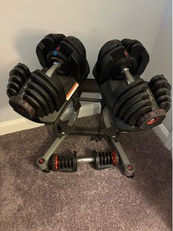 Adjustable BowFlex Dumbbells with Stand
