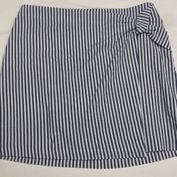SKIES ARE BLUE ELENA FAUX WRAP SKIRT NAVY STRIPED SIZE LP WOMENS