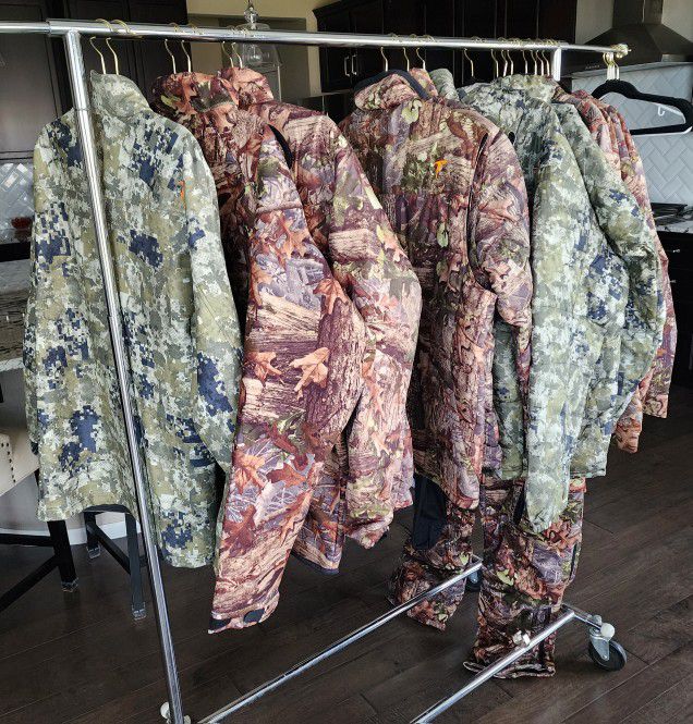 NEW -  PLYTHAL HUNTING CAMO JACKETS, PANTS, ACESSORIES MOSTLY XXL A FEW XL SIZES MAKE ME A REASONABLE OFFER