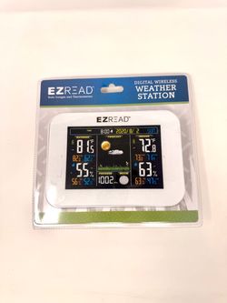 EZREAD Digital Wireless Weather Station Color Screen Rain Gauge Thermometer