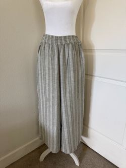 Wide Leg Striped Linen Pants