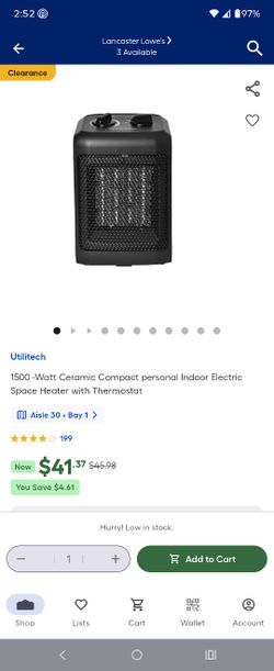 Utilitech Ceramic Heater 1500 Watts