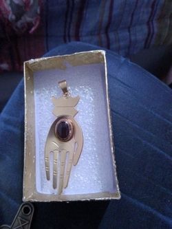 Vintage Gold Brass Hand Pendant