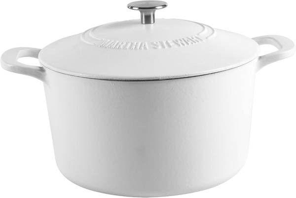 MARTHA STEWART Gatwick 7 QT Enamel Cast Iron Dutch Oven Pot with Lid, Matte White
New in factory sealed boxes