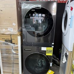 Brand New LG WashTower Stacked SMART Laundry Center 5.0 Cu.Ft. Front Load Washer & 7.4 Cu.Ft. Gas Dryer in Black Steel w/ Steam