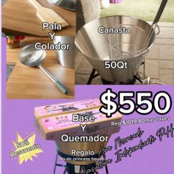 Princess House Cazo Con Pala, Colador Y Canasta . De Regalo Base Y Quemador