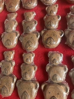 Lot 48 TEDDY BEAR HEAD BALI INDONESIA HANDMADE WOOD ORNAMENT 2D Christmas Stocking Stuffer