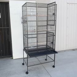 (New) $165 X-Large 69” Bird Cage, Rolling Stand, Plastic Tray, Size 31x19x69” for Mid-Sized Parrots 