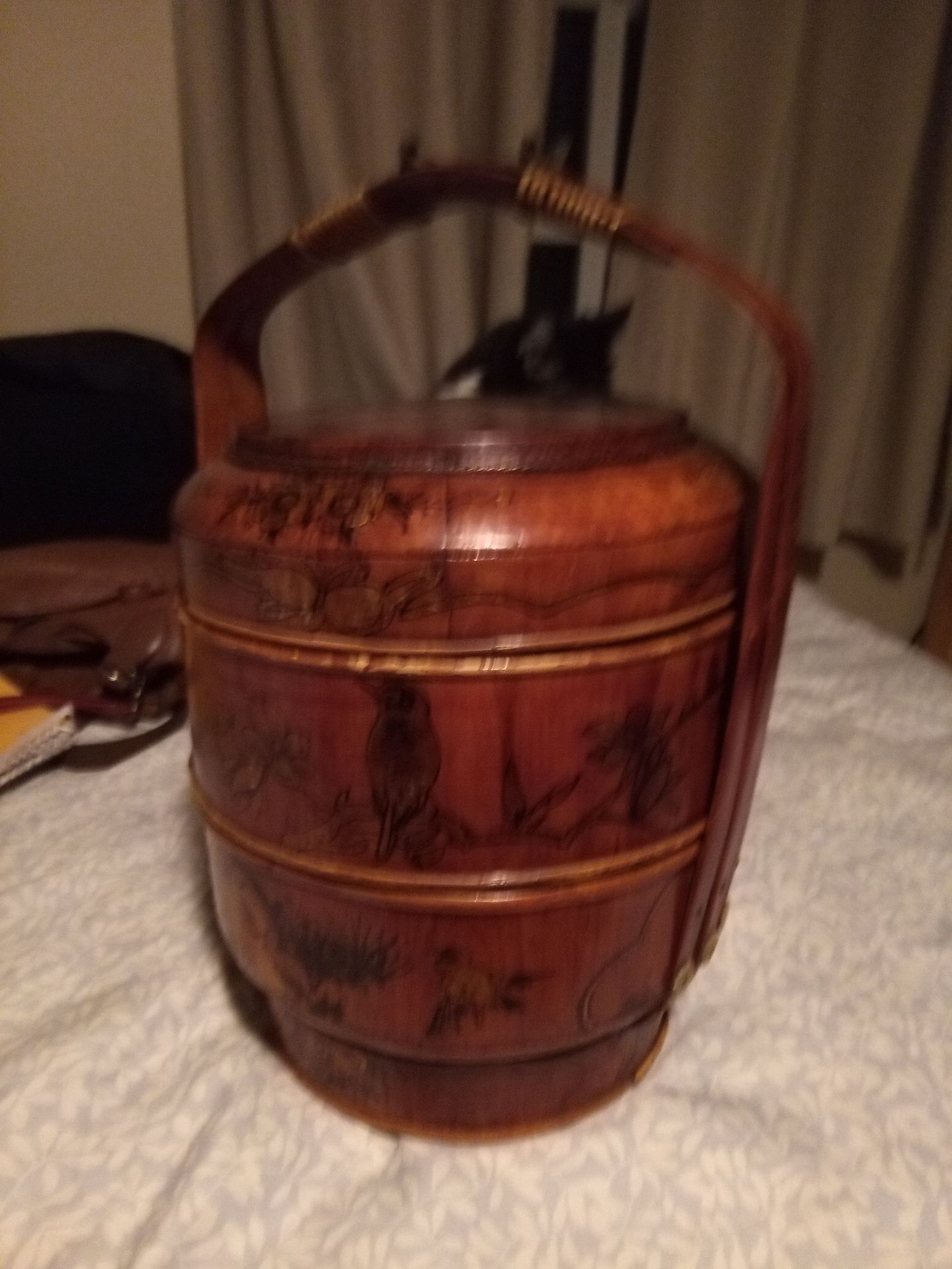 1930s Antique Chinese 3 Tier Wedding Basket