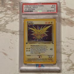Pokemon Fossil Zapdos #15 Holo 1st Edition PSA 9 Mint
