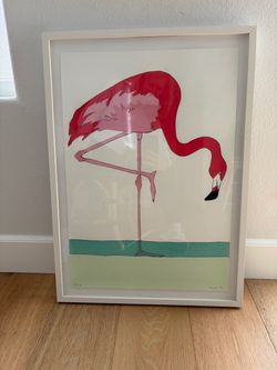 Framed Pink Flamingo Art