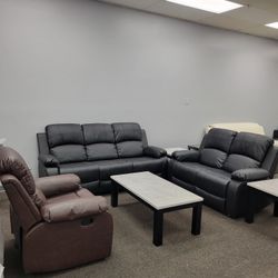 BRAND NEW RECLINER COUCHES 3 PIECE SET AVAILABLE NOW FOR DELIVERY OR PICKUP !