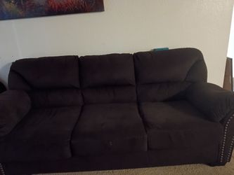 Dark Brown Microfiber 3-Seat Sofa with Nailhead Trim