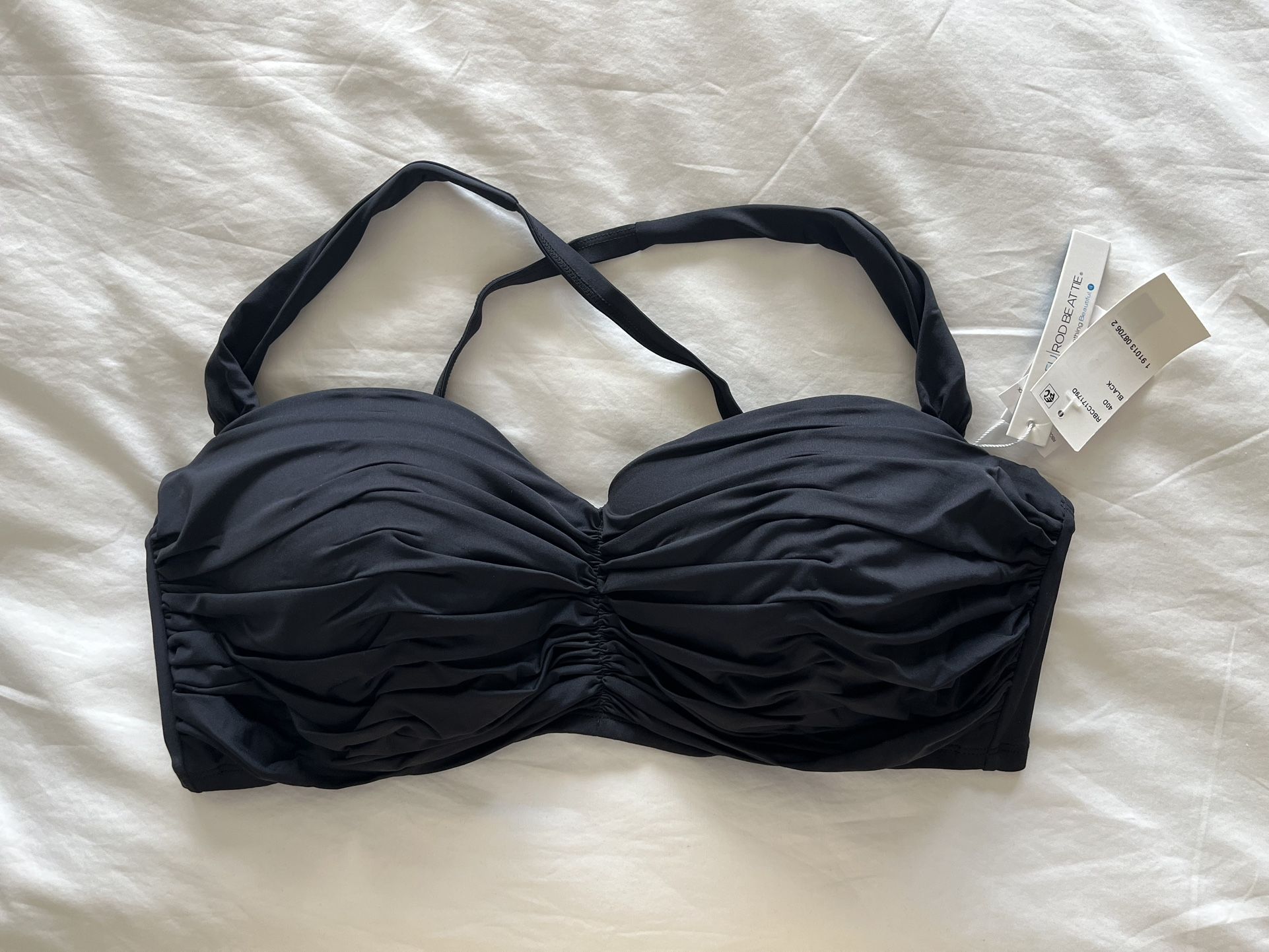 NEW w Tags: Swim Shirred Bikini Top-BLEU by Rod Beattie-Underwire D Cup Size 40D