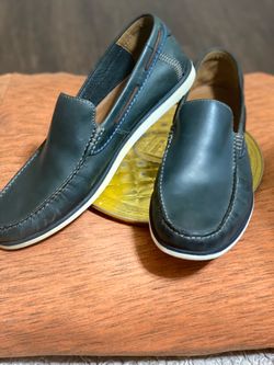 CLARKS 1825 Mens Driving Moccasin Loafer Navy Blue Leather Comfort Size 13