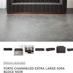 FORTE CHANNELED EXTRA LARGE SOFA BLOCE NOIR