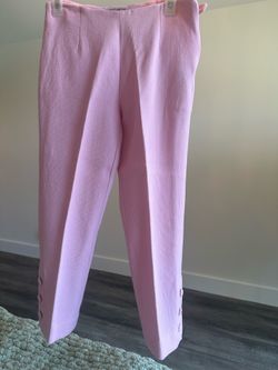 Lela Rose Pink Wool Blend Cropped Ankle Pants Button Hem Tailored Trousers Women’s Size 4