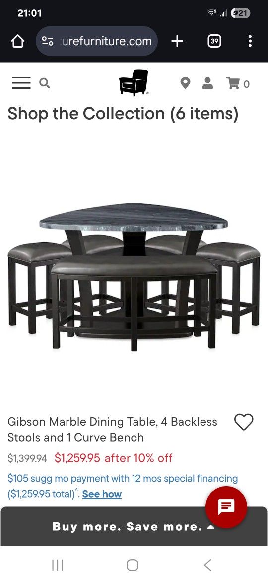 Gibson Granite Table With Two Swivel Chairs And Two Benches