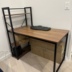 Office Desk with Built-in Shelves