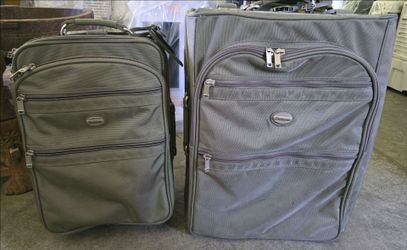 2 Pathfinder Rolling Luggage Garment Bag & Carry-On Olive Green