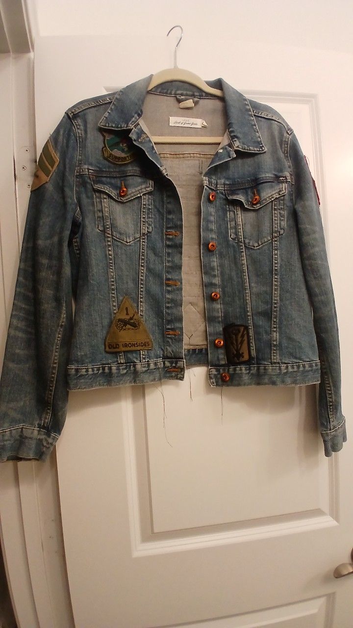 Military Inspired Denim Jacket Womens Size 14