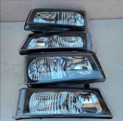 03-06 Chevrolet Silverado Avalanche Headlights Luces Micas Calaveras Faros Faroles Focos Chevy Headlamps