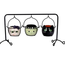 Halloween Fall Dip Serving set - Set of 3 ramekins (Frankenstein, Mummy, Black Cat) by Temp-rations NIB