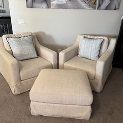 NEW CHAIRS COMPLE WITH OTTOMAN AND PILLOWS