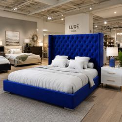King Bed Frame New (royal blue)