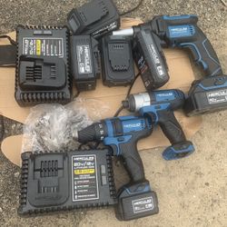 Brand new Hercules batteries, chargers, and tools