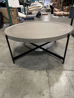 New 42” Concrete Coated Coffee Table Indoor Outdoor with Iron Frame