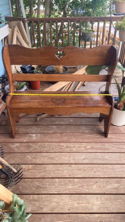 Solid wooden bench measurements in photos