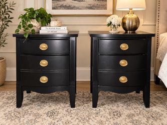 Refinished Dixie Black Nightstand Set – Set of 2