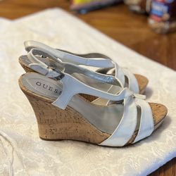 Guess Women’s White Leather Platform Sandle
