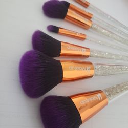 7pcs Glitter Handle High Quality Brushes.  Synthetic Fiber 