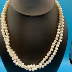 JCM 14K Gold Double Strand Pearl Necklace