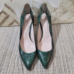 Snakeskin Pumps Sz 7.5 Green Bo.Bô Vero Cuoio Leather Brazilian Luxury Designer