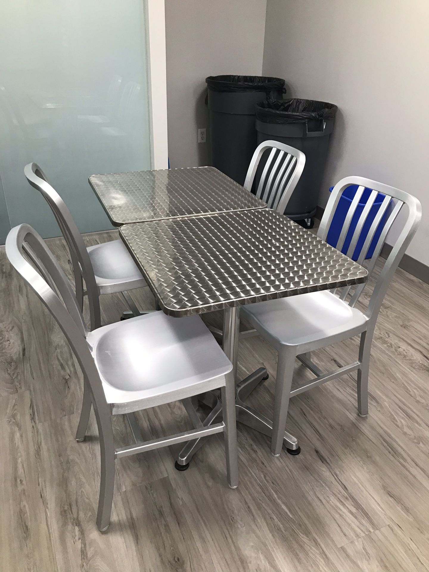 Square Aluminum Indoor/Outdoor Tables (3) with Chairs (6)