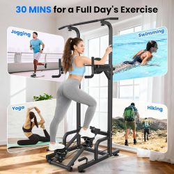 Power Tower Pull Up Bar Station Workout Dip Station for Home Gym Strength Training Fitness Equipment