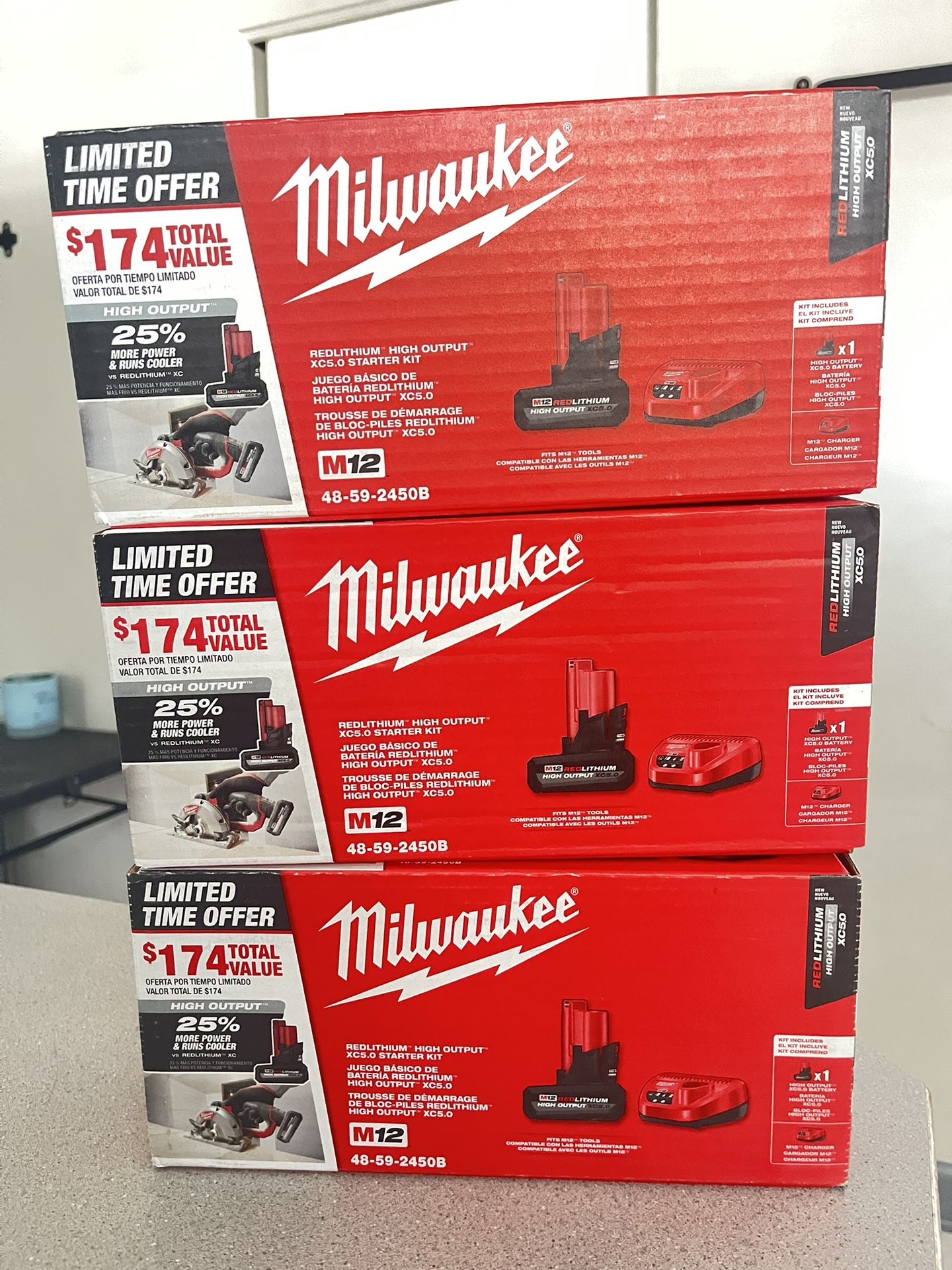 Milwaukee New M12 Starter Kit 5ah Battery And Charger $85each Firm 
