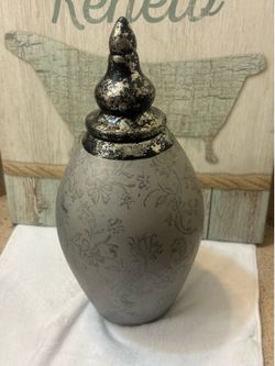 Grey & Gold Distressed Decorative Vase Urn